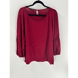 Women's Talbots Burgundy Pleated 3/4 Sleeve Knit Top Size 3X